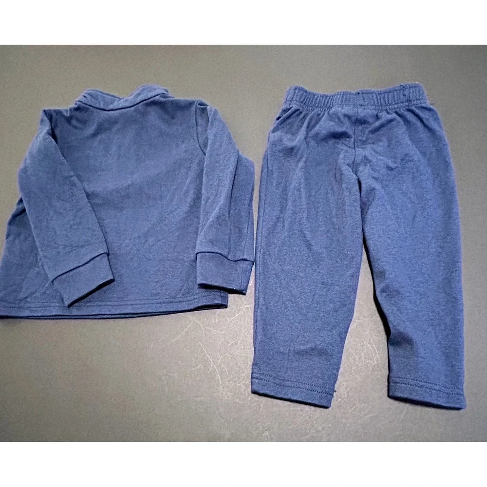 The Childrens Place Navy Blue 2T Quarter Zip Pocket Sweatshirt‎ Jogger Pants Set - Picture 2 of 7